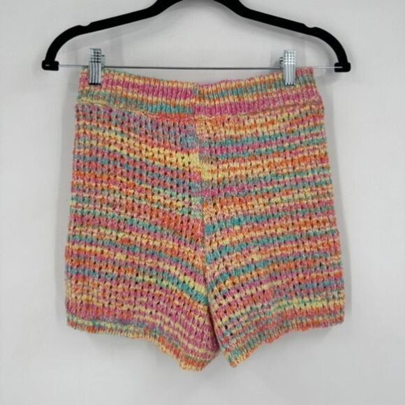 Something Navy Women's Crochet Lined Rainbow Striped Short Multicolor Small - Picture 3 of 11